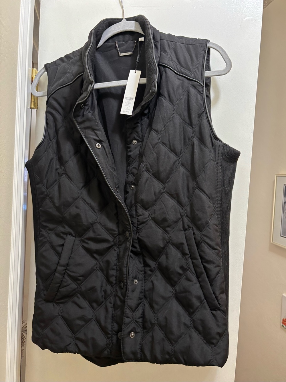 Diesel Black Quilted Sleeveless Vest with Ribbed Sides